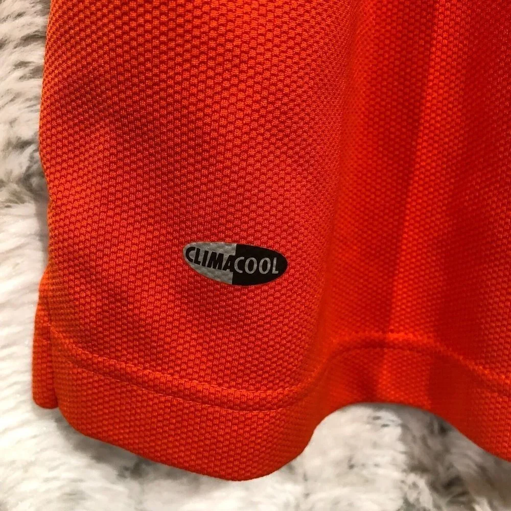 Adidas Men Polo Shirt Climacool 100% Polyester Orange Three Stripes  2XL